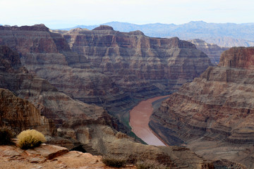 The Grand Canyon, carved by the Colorado River in Arizona, United States. Grand Canyon National Park, Grand Canyon West, amazing view of the nature, breathtaking landscape.