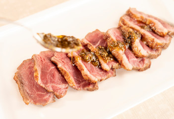 angus steak with sauce