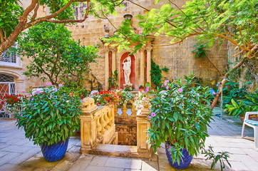 The garden of Cassa Rocca Picola palace, Valletta, Malta