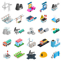Power icons set. Isometric set of 25 power vector icons for web isolated on white background