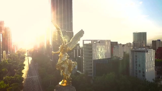 Angel de la Independencia, Mexico, CDMX drone View