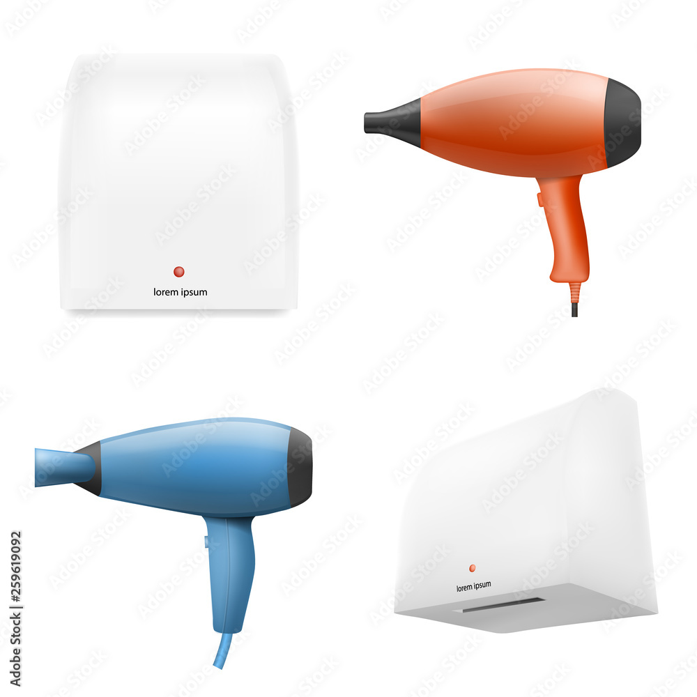Poster dryer icons set. realistic set of dryer vector icons for web design isolated on white background