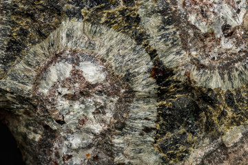 Macro Diopside mineral stone on black background