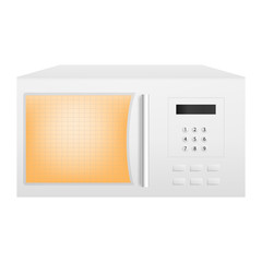 Working microwave icon. Realistic illustration of working microwave vector icon for web design isolated on white background