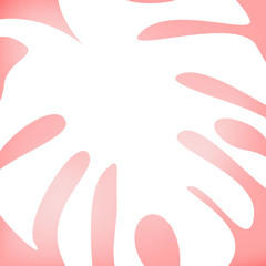  Minimalistic botanical background. The imprint of a white sheet on a colored background. Pink background .Vector illustration.