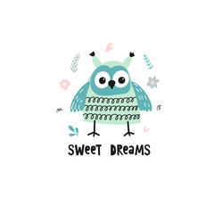 Cute owl in doodle style