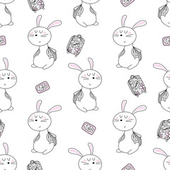 Hares travelers seamless background