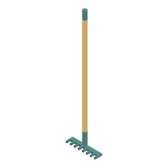 Garden rake icon. Isometric of garden rake vector icon for web design isolated on white background