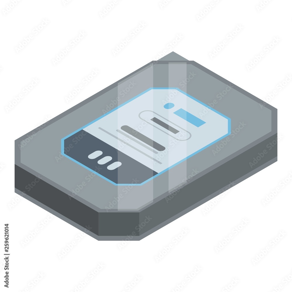 Poster computer hard disk icon. isometric of computer hard disk vector icon for web design isolated on whit