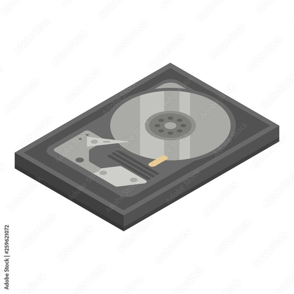 Poster old hard disk icon. isometric of old hard disk vector icon for web design isolated on white backgrou