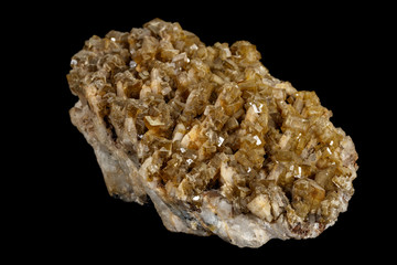 Macro of Baryte mineral stone on black background