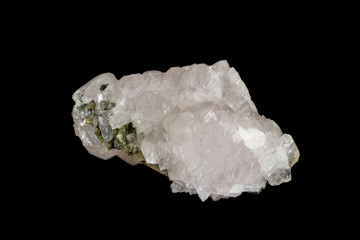 Macro stone Calcite mineral on a black background