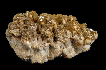 Macro of Baryte mineral stone on black background
