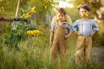 Children click sunflower seeds