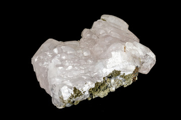 Macro stone Calcite mineral on a black background
