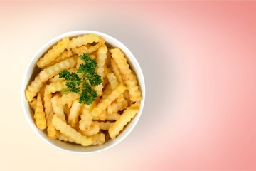 Homemade pile of appetizing french fries