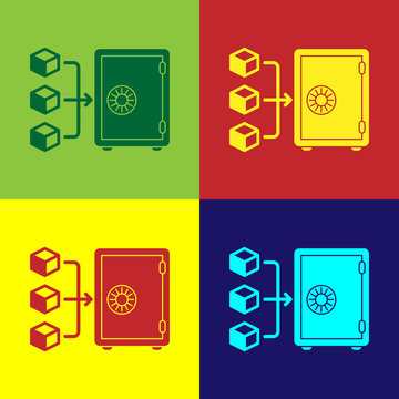 Color Proof of stake icon isolated on color backgrounds. Cryptocurrency economy and finance collection. Vector Illustration