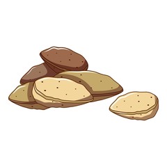 Almond in shell icon. Cartoon of almond in shell vector icon for web design isolated on white background