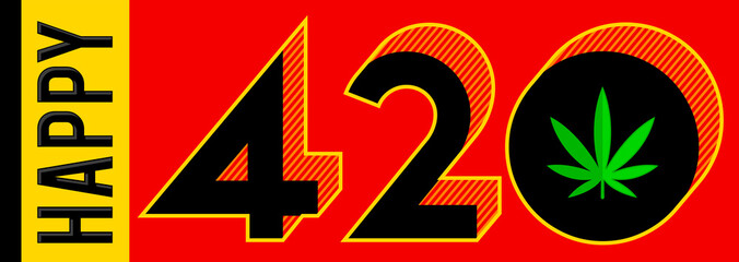 Happy 420 vector Marijuana Leaf, April 20 celebration