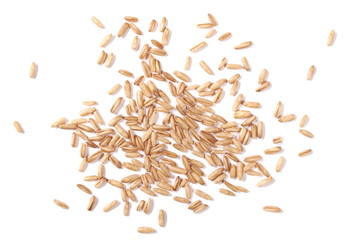 Pile oats grain peel isolated on white background, top view