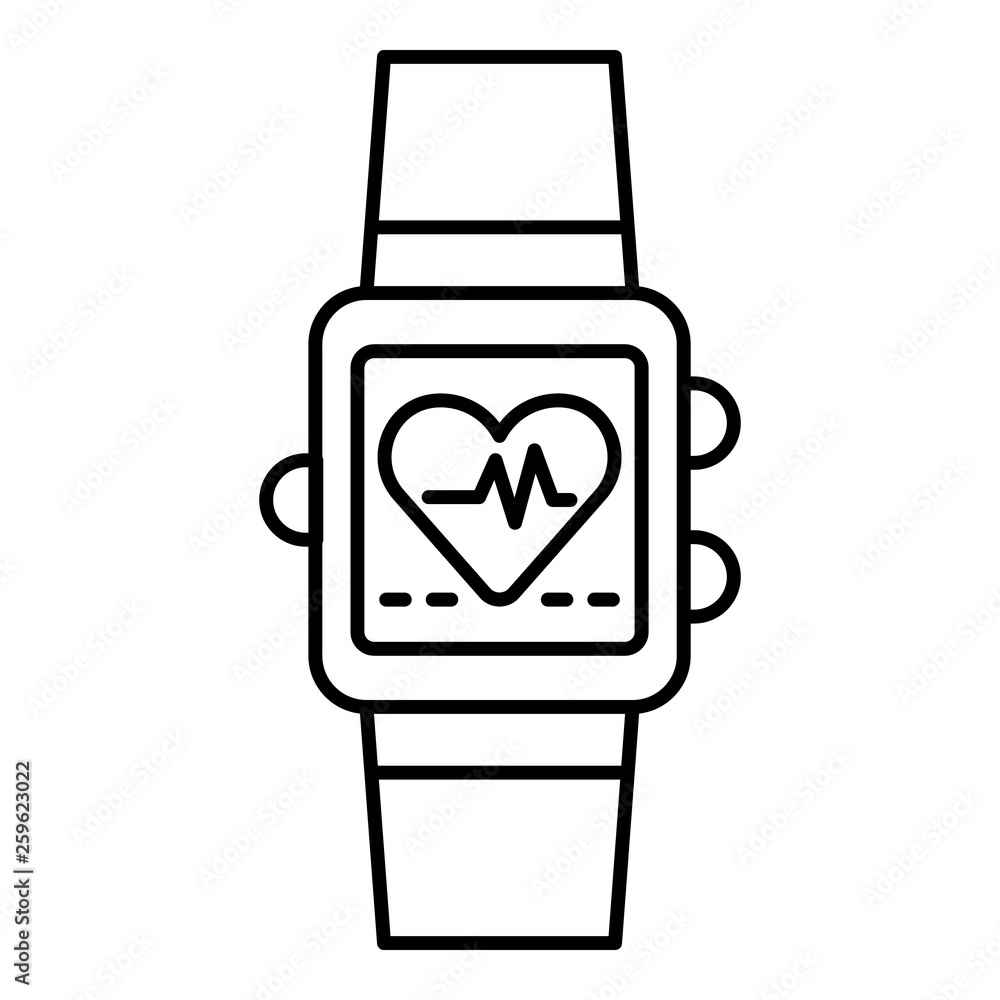 Poster heart rate smartwatch icon. outline heart rate smartwatch vector icon for web design isolated on whi