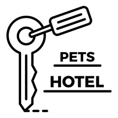 Pet hotel key room logo. Outline pet hotel key room vector logo for web design isolated on white background