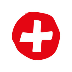 Red cross hand drawing vector eps10. Vector red cross icon. Red cross aid. Red cross day design concept.