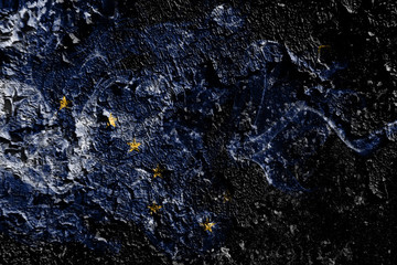 Fototapeta premium Alaska smoky mystical flag on the old dirty wall background