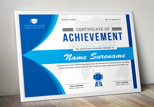 Blue Certificate of Achievement Layout