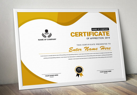 Certificate Layout With Golden Accents