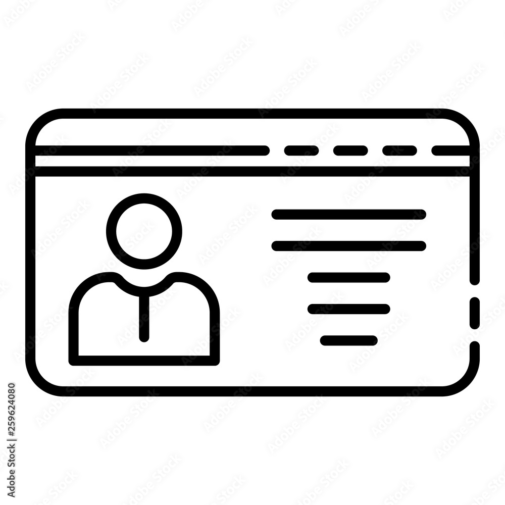 Poster driver license card icon. outline driver license card vector icon for web design isolated on white b