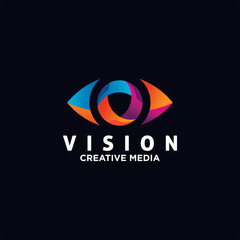 Eye Logo design vector template. Colorful media icon. Vision concept idea.