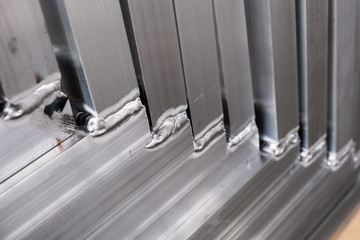Aluminum square profiles welded in the frame