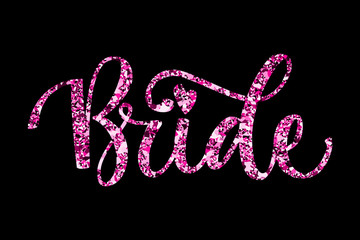Bride Squad Party pink sparkle calligraphy text - Bride