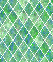 Seamless pattern. Diamonds with watercolor texture