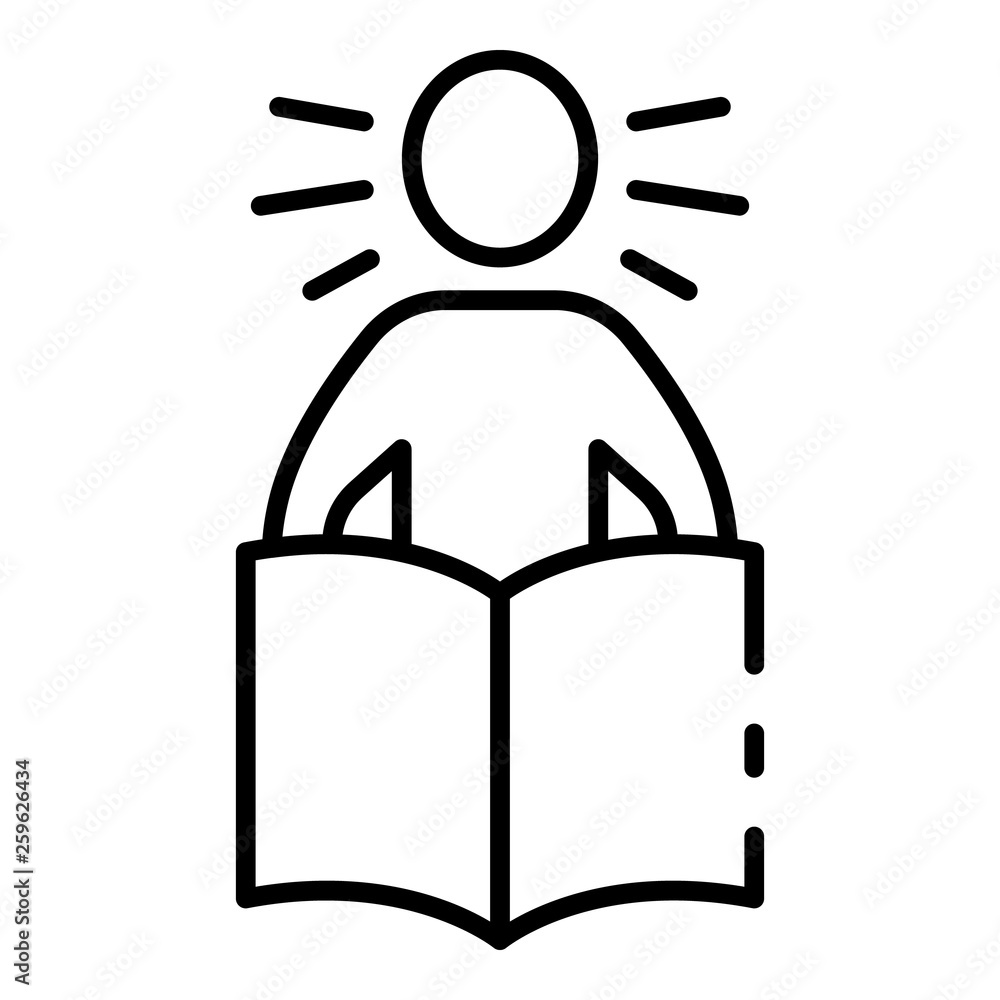 Poster read book learning icon. outline read book learning vector icon for web design isolated on white bac