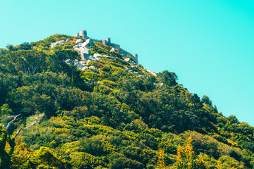 Obraz premium Medieval Castle Of The Moors (Castelo dos Mouros) built in 8th and 9th century by the berbers in Sintra, Portugal