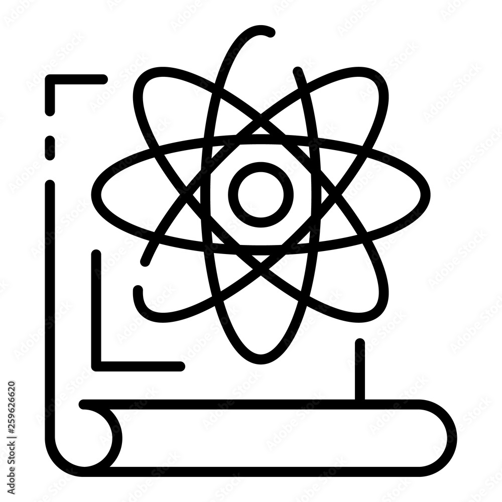 Poster atom learning icon. outline atom learning vector icon for web design isolated on white background