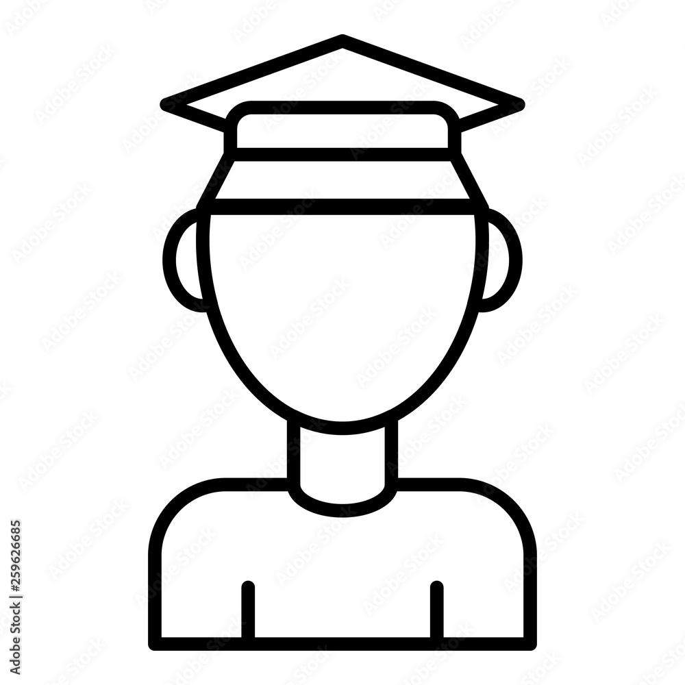 Poster student learning icon. outline student learning vector icon for web design isolated on white backgro