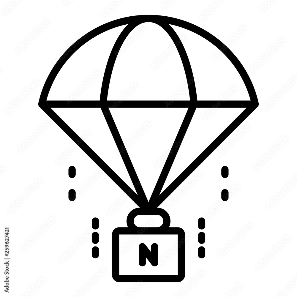 Poster box parachute icon. outline box parachute vector icon for web design isolated on white background