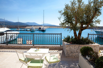 table and chairs on beach