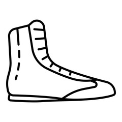 Boxing shoe icon. Outline boxing shoe vector icon for web design isolated on white background
