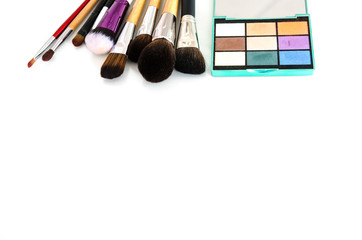 Beauty tools palettes collection. Top view