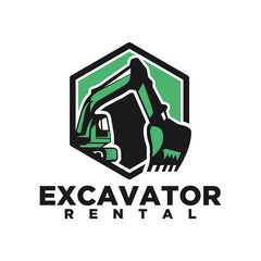 Excavator Vector Logo Template. Excavator logo. Excavator isolated. Digger, construction, backhoe, construction business icon. Construction equipment design elements.