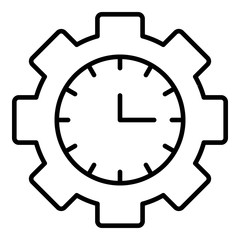 Time business gear icon. Outline time business gear vector icon for web design isolated on white background