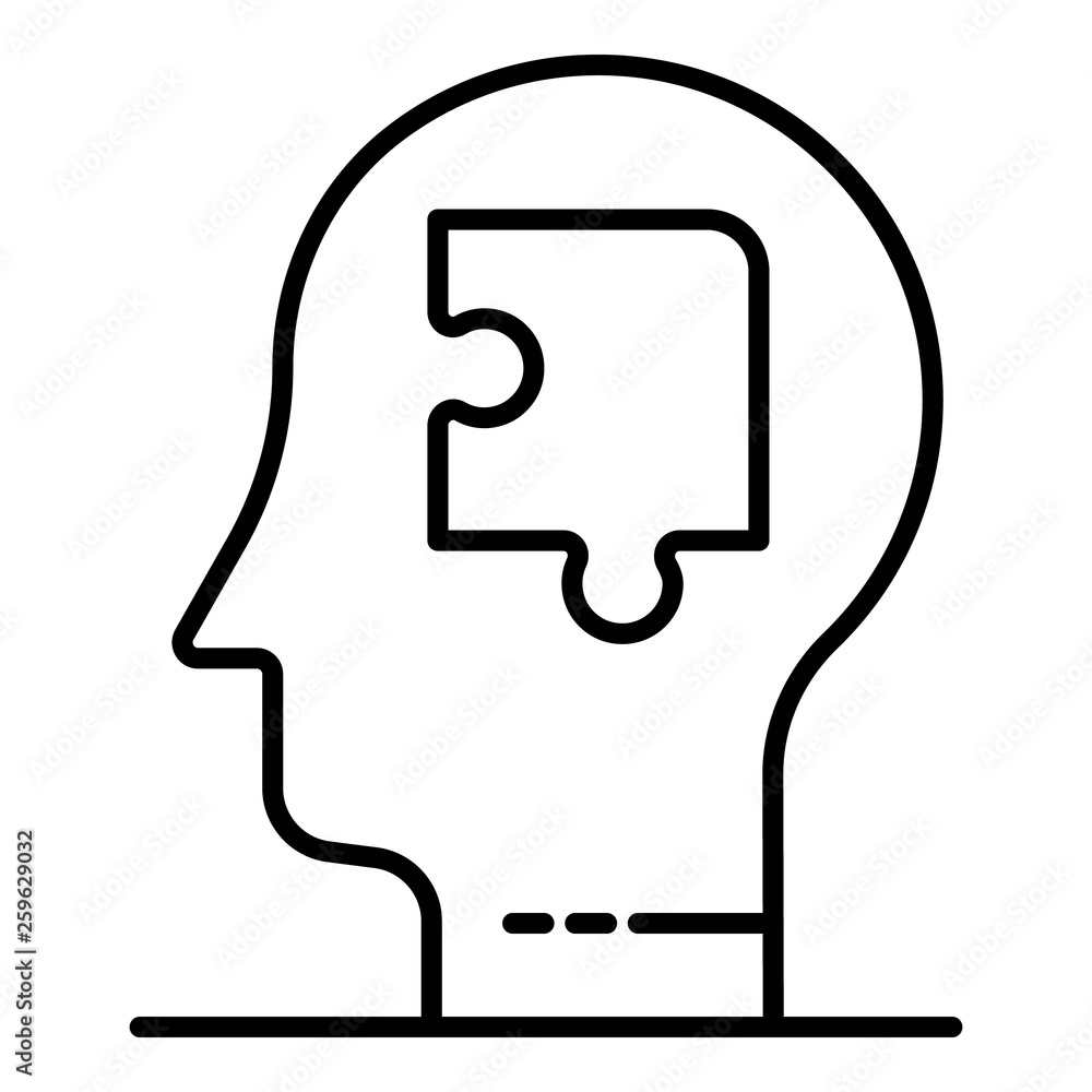 Aufkleber puzzle mind man icon. outline puzzle mind man vector icon for web design isolated on white backgroun