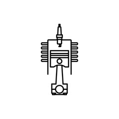 vector outline icon of engine piston and cylinder