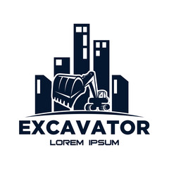Excavator Vector Logo Template. Excavator logo. Excavator isolated. Digger, construction, backhoe, construction business icon. Construction equipment design elements.