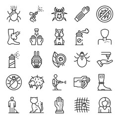 Mite icons set. Outline set of mite vector icons for web design isolated on white background
