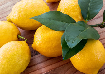 Lemons on the  wooden table